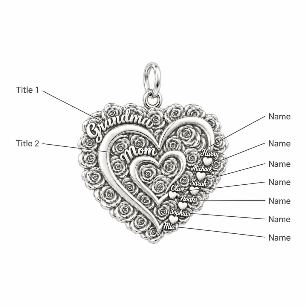 Blooming Generations Heart Charm Bracelet – Personalized Grandma Gift – personalization guide