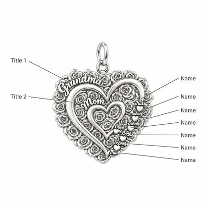 Blooming Generations Heart Charm Bracelet – Personalized Grandma Gift – personalization guide