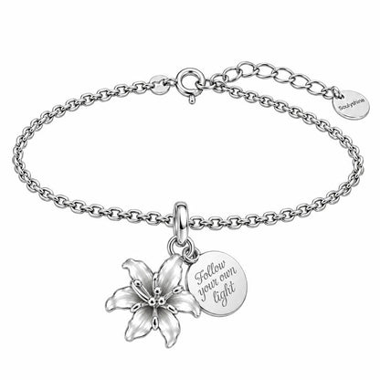 Blooming Lily Inspiration Charm Bracelet Set – silver, front view