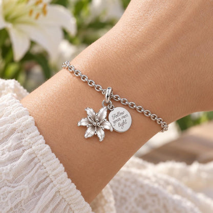 Blooming Lily Inspiration Charm Bracelet Set – worn / in use