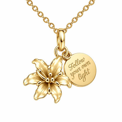Blooming Lily Inspiration Charm Necklace Set – 18K gold, front view