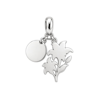 Blooming Lily Petal Huggie Charm Earrings – back of the charm, engraving area