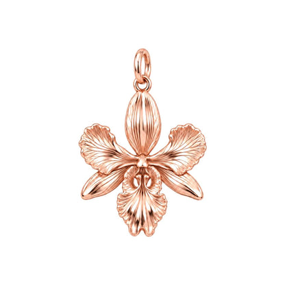 Blooming Orchid Charm Bracelet – Personalized Mom Gift – rose gold charm, front view