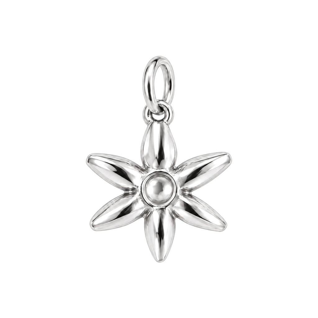 Blooming Wildflower Charm Bracelet – Personalized Mom Gift – silver charm, front view