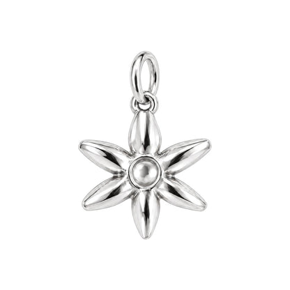Blooming Wildflower Charm Bracelet – Personalized Mom Gift – silver charm, front view
