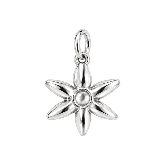 Blooming Wildflower Charm Bracelet – Personalized Mom Gift – silver charm, front view