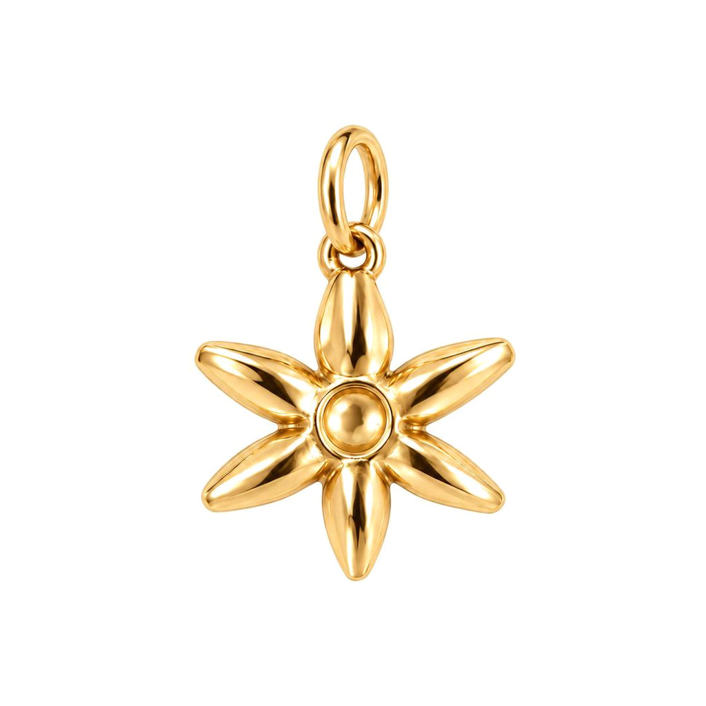 Blooming Wildflower Charm Bracelet – Personalized Mom Gift – 18K gold charm, front view