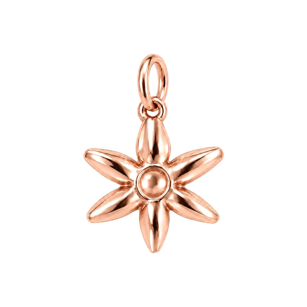 Blooming Wildflower Charm Bracelet – Personalized Mom Gift – rose gold charm, front view