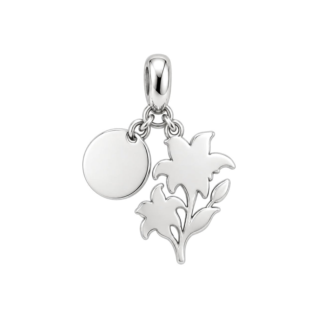 Blooming With You – Personalized Birth Flower & Name Charm – back of the charm, engraving area