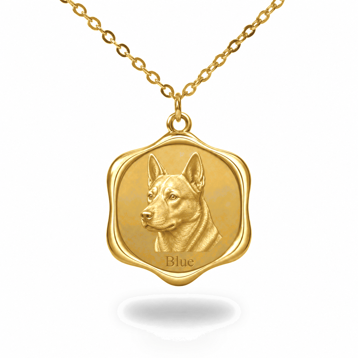 Soulyshine Blue Heeler Precious Paw personalized pet photo necklace - 18K Gold Vermeil front
