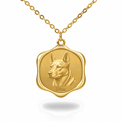 Soulyshine Blue Heeler Precious Paw personalized pet photo necklace - 18K Gold Vermeil front