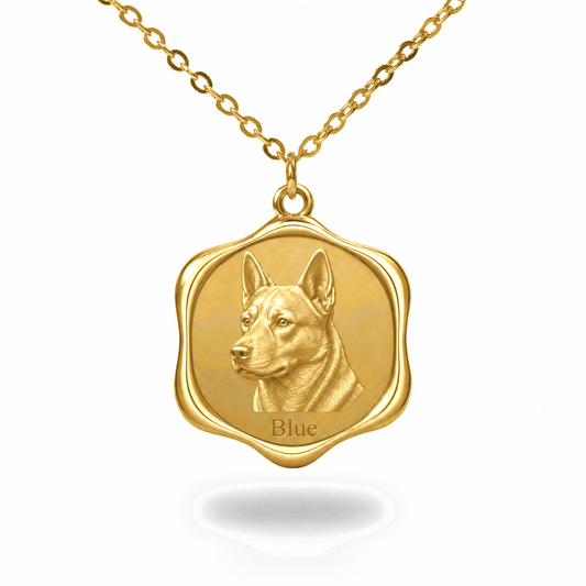 Soulyshine Blue Heeler Precious Paw personalized pet photo necklace - 18K Gold Vermeil front