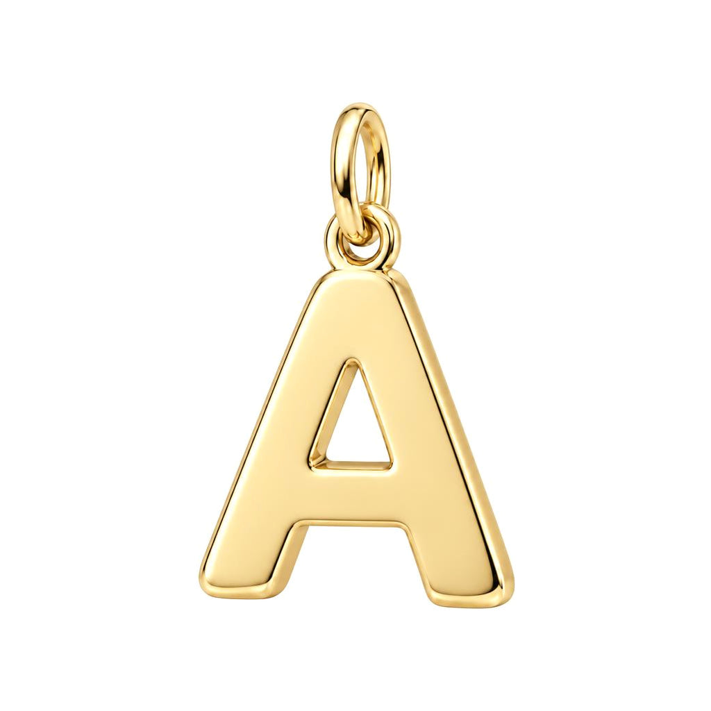 Bold Initial Monogram Charm Bracelet – Personalized Mom Gift – 18K gold charm, front view