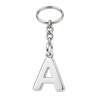 Bold Initial Monogram Charm Keychain – silver, front view