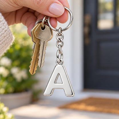 Bold Initial Monogram Charm Keychain – worn / in use