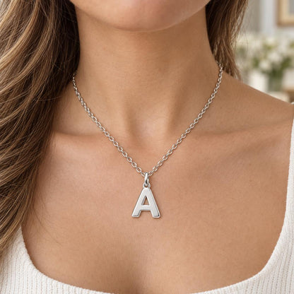 Bold Initial Monogram Charm Necklace Set – worn / in use