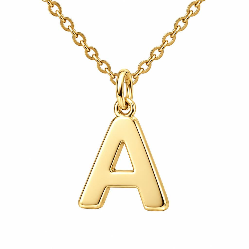 Bold Initial Monogram Charm Necklace Set – 18K gold, front view
