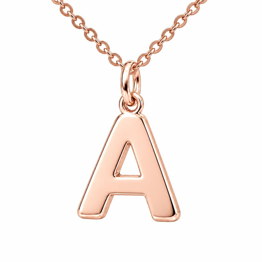 Bold Initial Monogram Charm Necklace Set – rose gold, front view