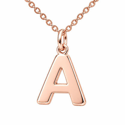 Bold Initial Monogram Charm Necklace Set – rose gold, front view