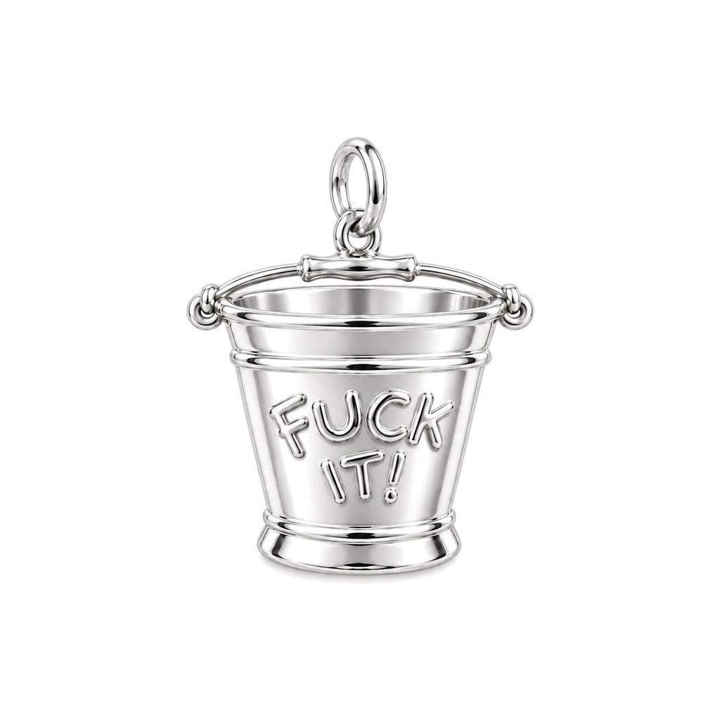 Bold Intentions Bucket Charm Bracelet – Personalized Bestie Gift – silver charm, front view
