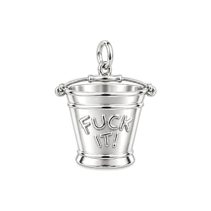 Bold Intentions Bucket Charm Bracelet – Personalized Bestie Gift – silver charm, front view