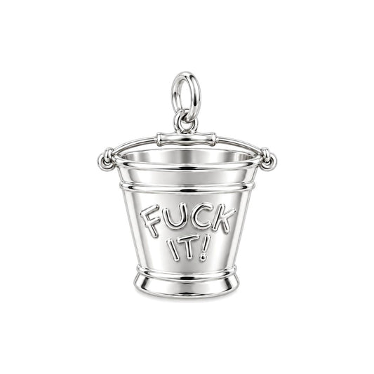Bold Intentions Bucket Charm Bracelet – Personalized Bestie Gift – silver charm, front view