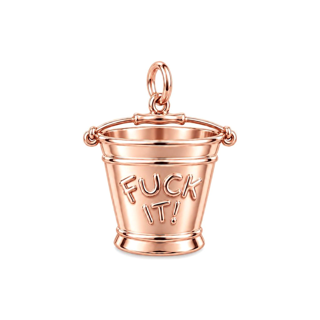 Bold Intentions Bucket Charm Bracelet – Personalized Bestie Gift – rose gold charm, front view