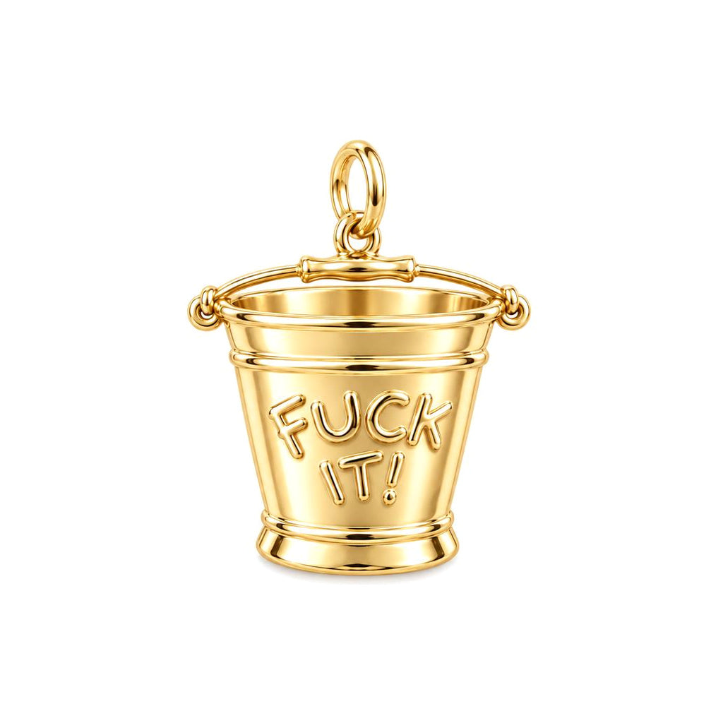Bold Intentions Bucket Charm Bracelet – Personalized Bestie Gift – 18K gold charm, front view