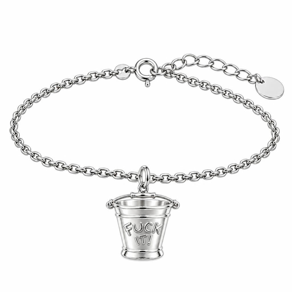 Bold Intentions Bucket Charm Bracelet Set – silver, front view