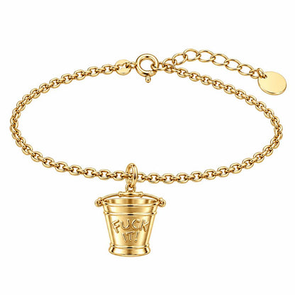 Bold Intentions Bucket Charm Bracelet Set – 18K gold, front view