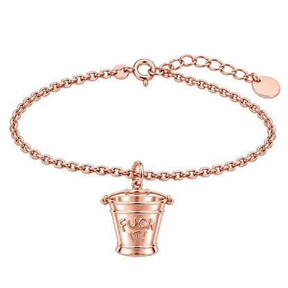 Bold Intentions Bucket Charm Bracelet Set – rose gold, front view