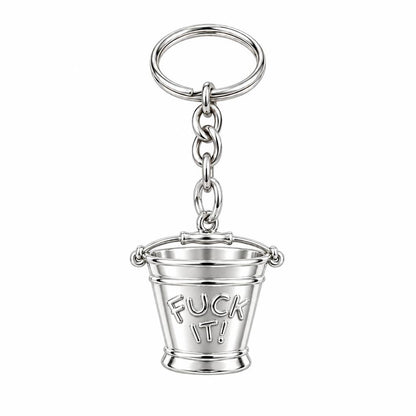 Bold Intentions Bucket Charm Keychain – silver, front view