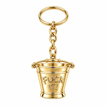 Bold Intentions Bucket Charm Keychain – 18K gold, front view