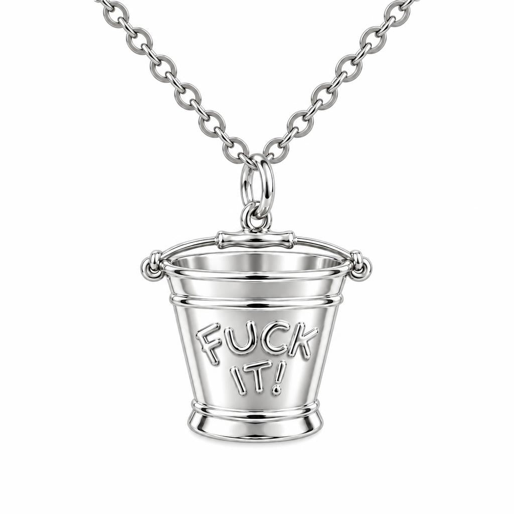 Bold Intentions Bucket Charm Necklace Set – silver, front view