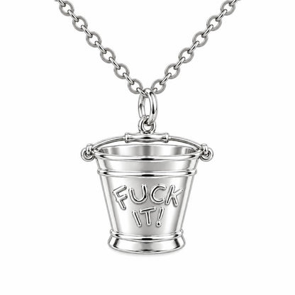 Bold Intentions Bucket Charm Necklace Set – silver, front view