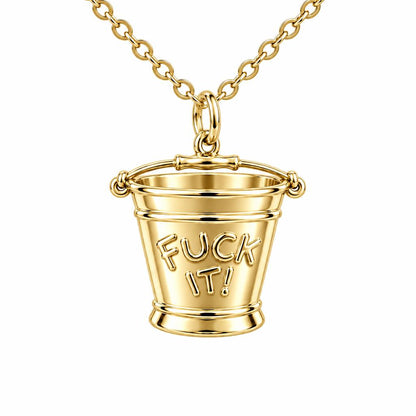Bold Intentions Bucket Charm Necklace Set – 18K gold, front view