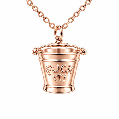 Bold Intentions Bucket Charm Necklace Set – rose gold, front view