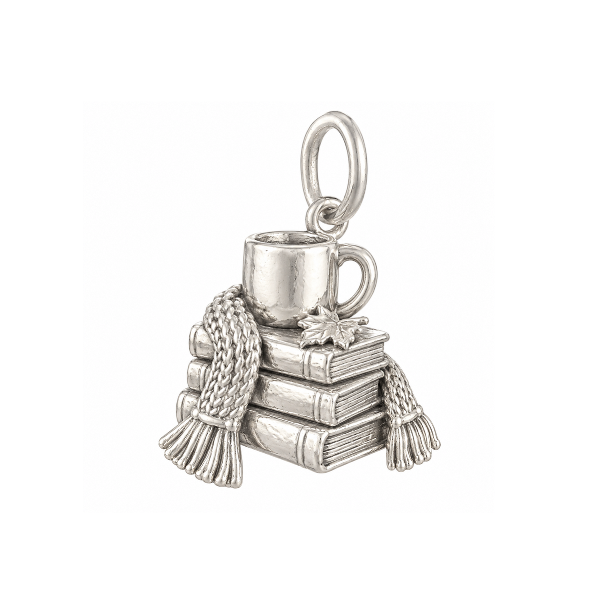 Books, Coffee and Knit Scarf Charm — Silver — 50-works-silver-20260916-10