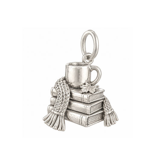 Books, Coffee and Knit Scarf Charm — Silver — 50-works-silver-20260916-10