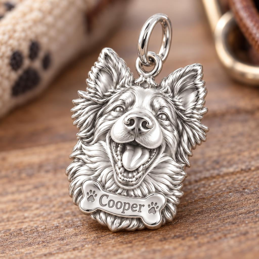 Border Collie Happy Tail Wag Charm Bracelet – Personalized Dog Mom Gift – worn on the wrist on a black cord bracelet