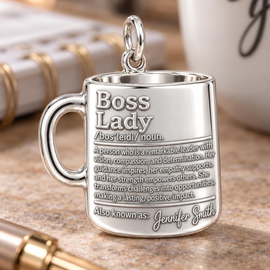 Boss Lady Definition Charm Bracelet – Personalized Boss Gift – macro detail of the charm