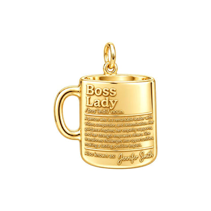 Boss Lady Definition Charm Bracelet – Personalized Boss Gift – 18K gold plated 3 cm charm, front view