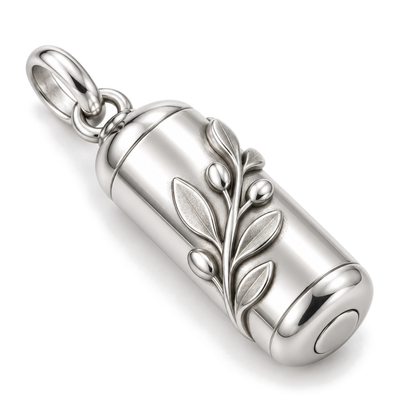 Botanical Memorial Capsule Charm — Silver Super Macro | charm-topics-remaining-444-2026-09-14 | topic-406