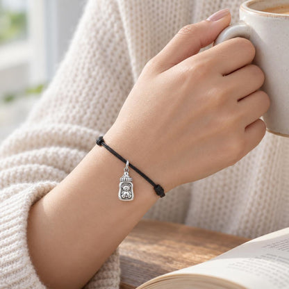 Bottled Love Baby Bottle Charm and Polyester Cord Bracelet Set