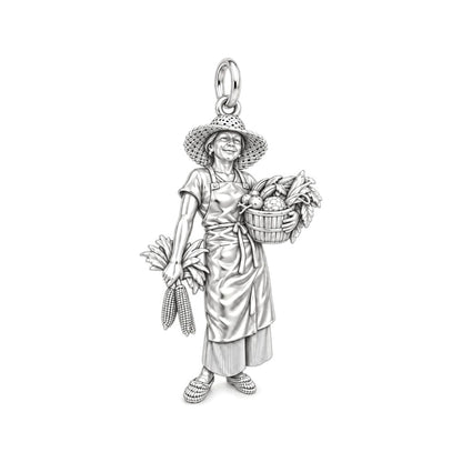 Bountiful Garden Harvest Charm Bracelet – Personalized Mom Gift – silver charm, front view