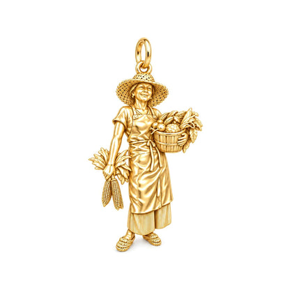 Bountiful Garden Harvest Charm Bracelet – Personalized Mom Gift – 18K gold charm, front view