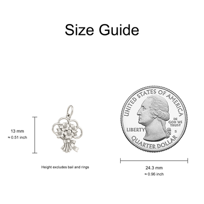Bouquet and Five Rings Charm — Size Guide — 13 mm body excluding bail and rings — 50-works-silver-20260916-161