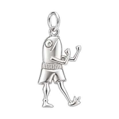 Boxing Fish Charm Bracelet – Personalized Athlete Gift – silver charm, front view