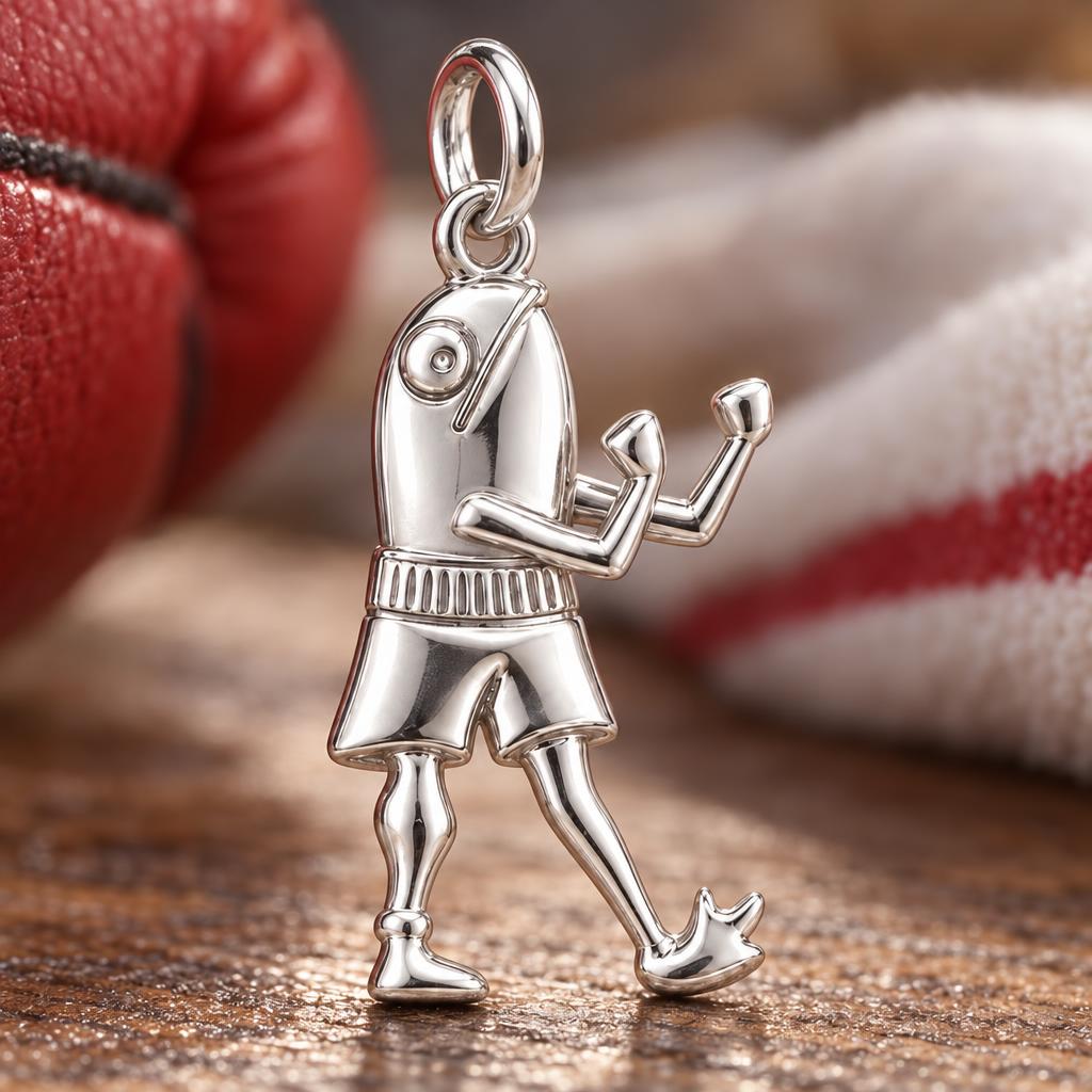Boxing Fish Charm Bracelet – Personalized Athlete Gift – macro detail of the charm