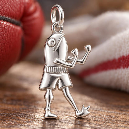 Boxing Fish Charm Bracelet – Personalized Athlete Gift – macro detail of the charm